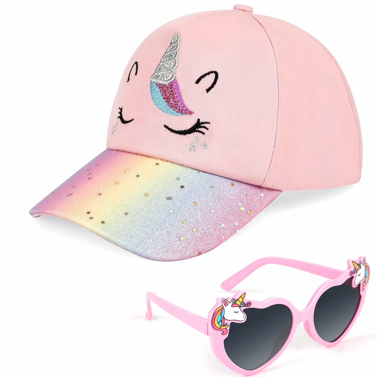 Gorra de Béisbol Unicornio para Niñas con Gafas de Sol Polarizadas Ajustable