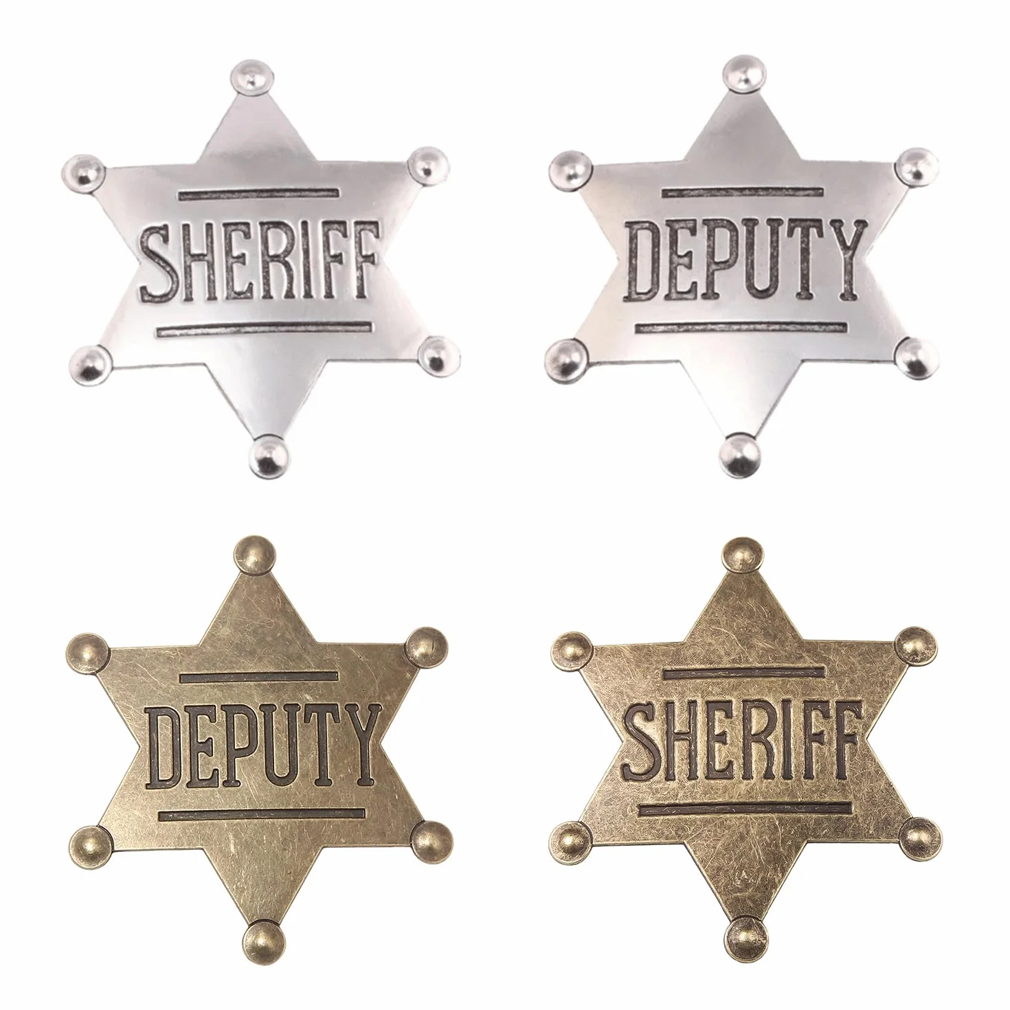 Insignia del Sheriff, Medalla Memorial Vintage, Accesorios de Ropa, Juegos de Rol, Regalo de Fiesta (4 Piezas)