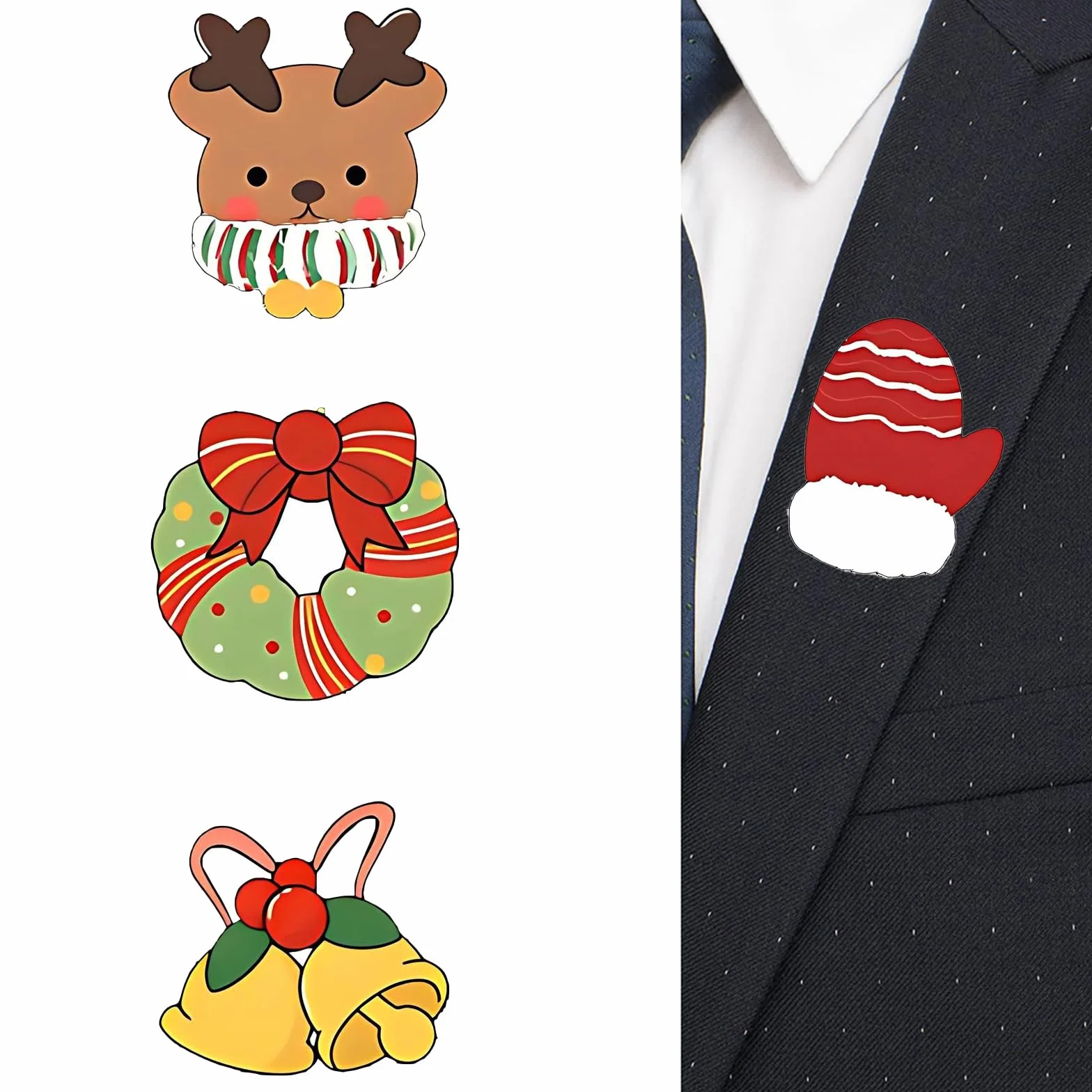 Juego de Broches Navidad Ciervos Árbol 30 Piezas Broches Insignia Pines Solapa