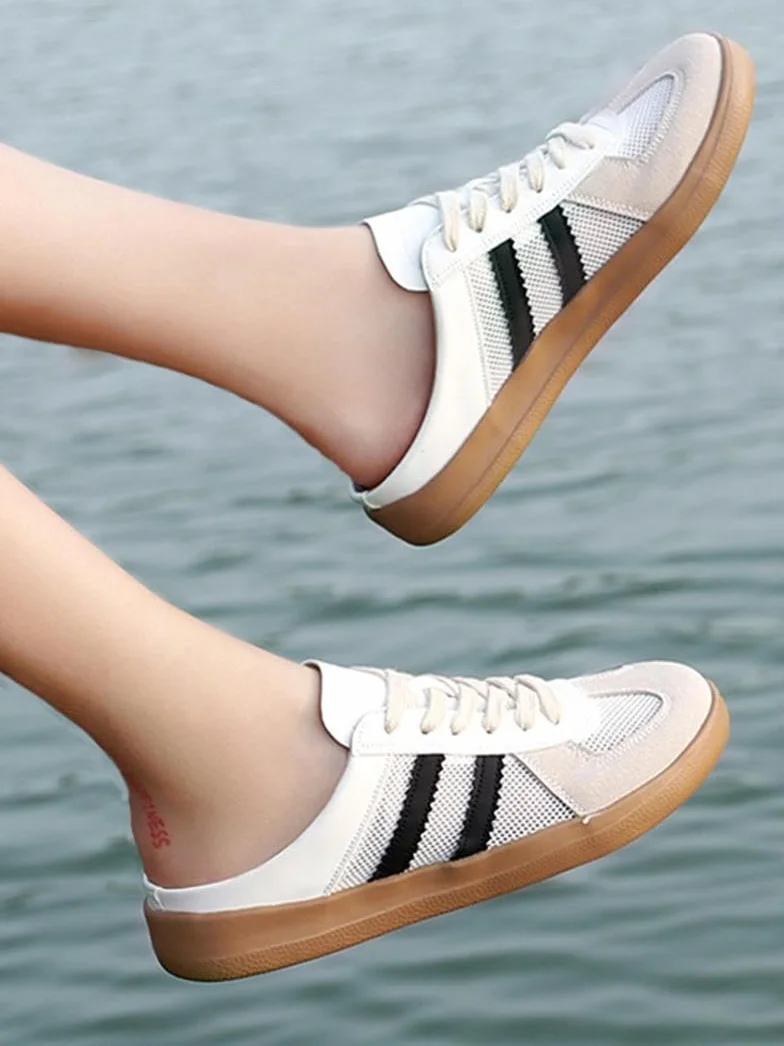 Geerta Zapatos deportivos mujer malla contraste cordones transpirables cómodos puntera redonda