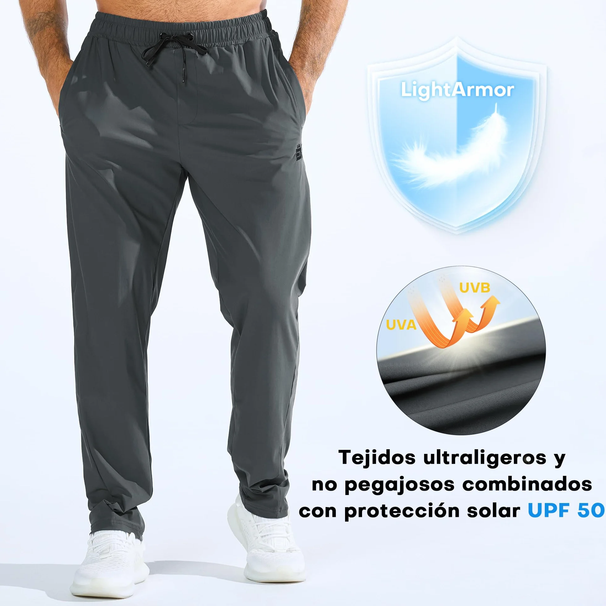 ZENWILL LightArmor Pantalones Deportivos Running Hombre Jogger Cremallera Bolsillo