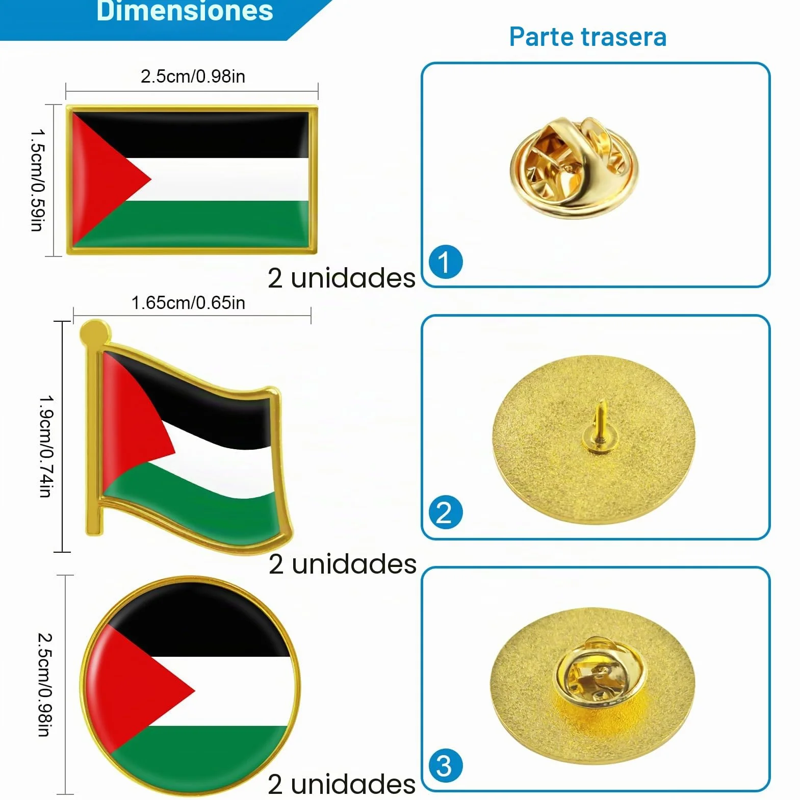 Insignias de la Bandera Palestina, Alfileres, Broches y Pines Esmaltados