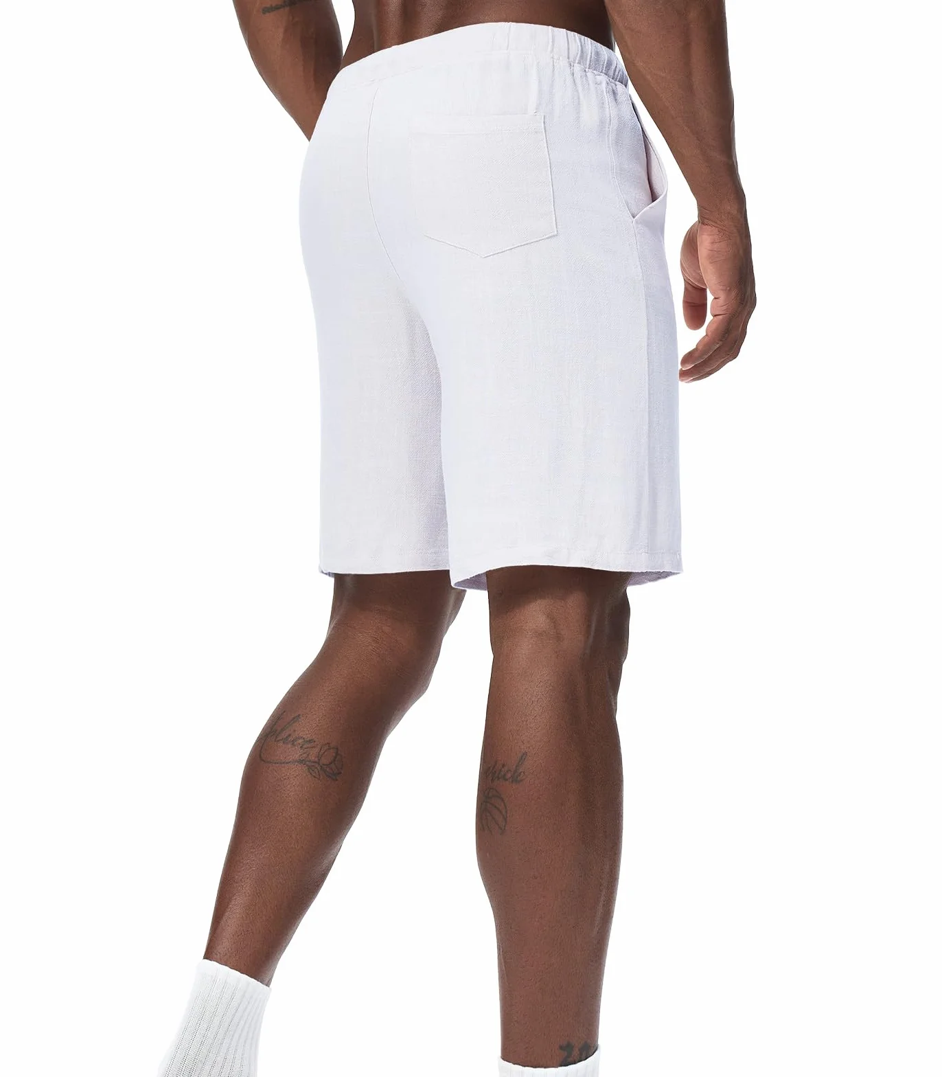 Pantalones Cortos de Lino Hombre Bermudas Casuales Shorts Playa Verano