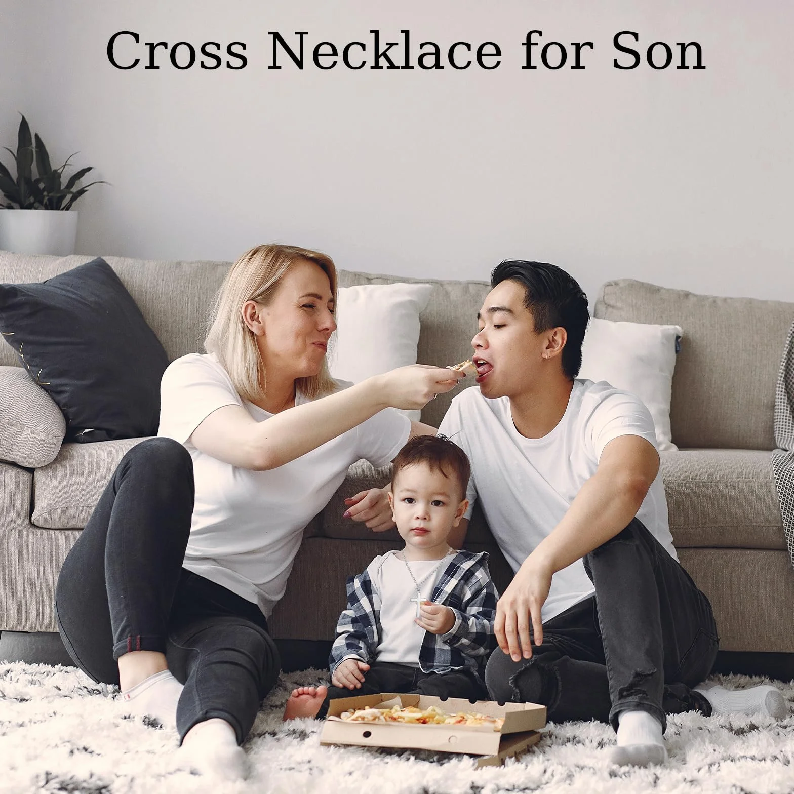 Collar con cruz de plata para niño, regalo de bautizo, primera comunión, confirmación