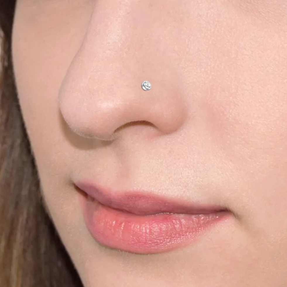 Briana Williams Acero quirúrgico 316L Nariz Stud Anillos Tornillo Piercing Jewelled Clear Diamond CZ 10-12PCS