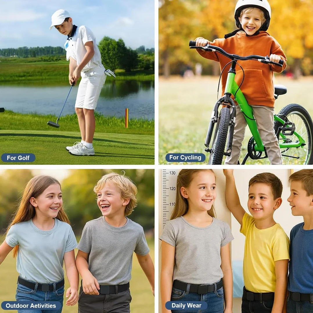 Cinturón de Golf de Nailon para Niños y Niñas 2 Piezas, Hebilla, 7-12 Años