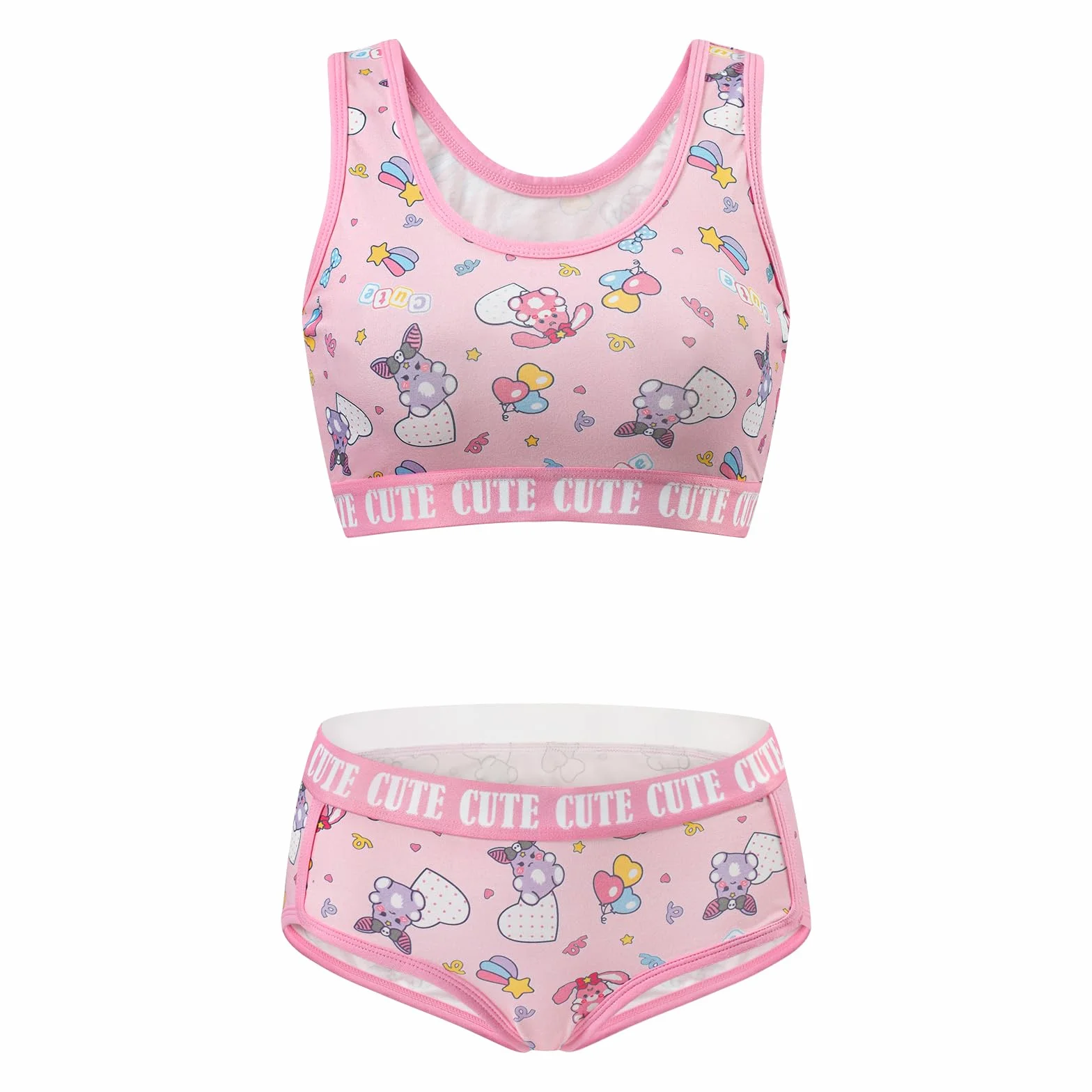 LittleForBig Conjunto de ropa de mujer de algodón Camisola y bragas Loungewear Usagi Bralette