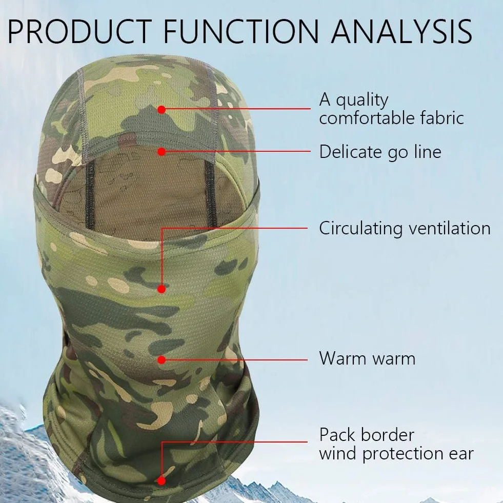 Pasamontañas Camuflaje Balaclava Transpirable para Correr Senderismo Motocicleta