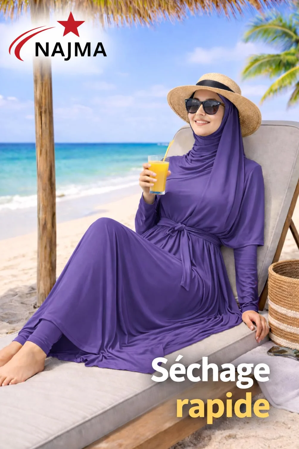 Burkini para Mujeres Musulmanas de 5 Piezas - Hiyab Legalizado - Traje de Baño Completo Secado Rápido