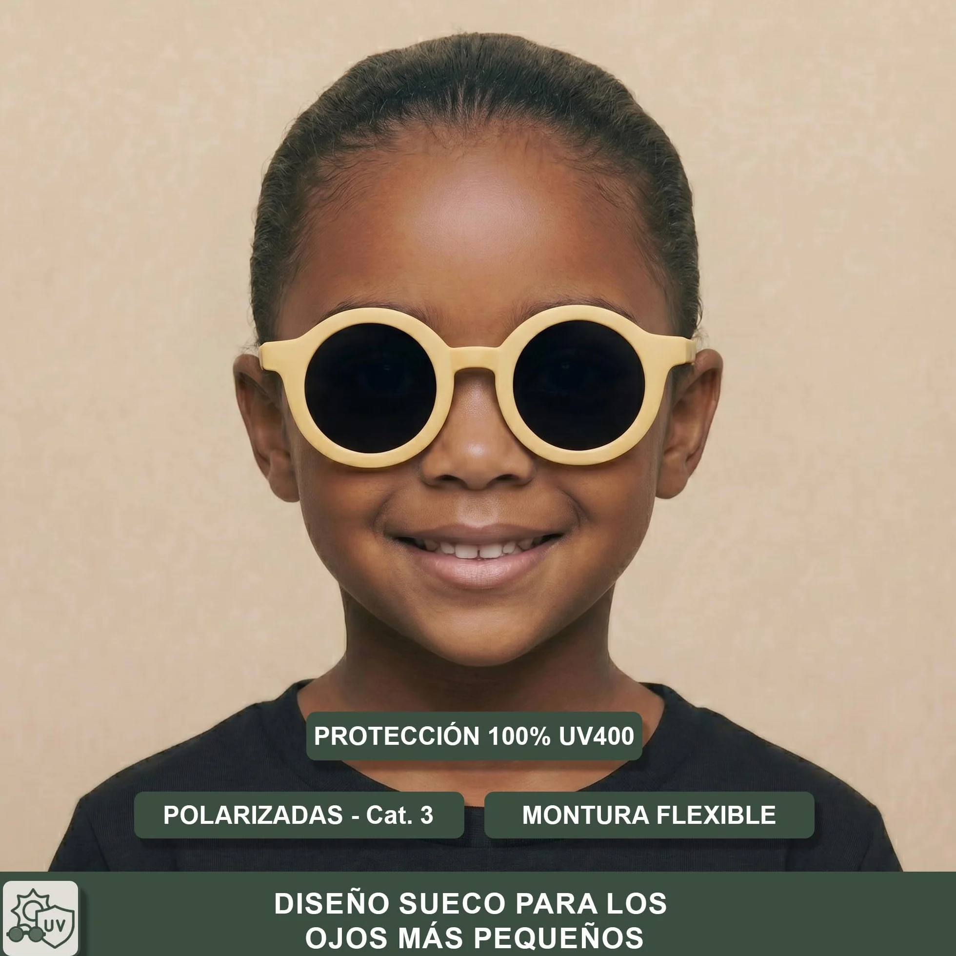 BABYMOCS Gafas de sol redondas para niños protección UV 100% flexibles sin BPA correa diseño sueco