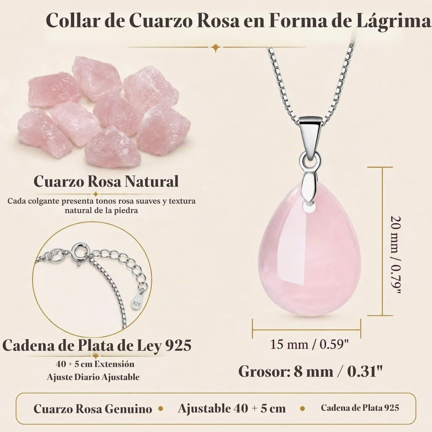 COAI Collar para Mujer de Plata de Ley con Colgante Gota de Agua de Piedras Naturales
