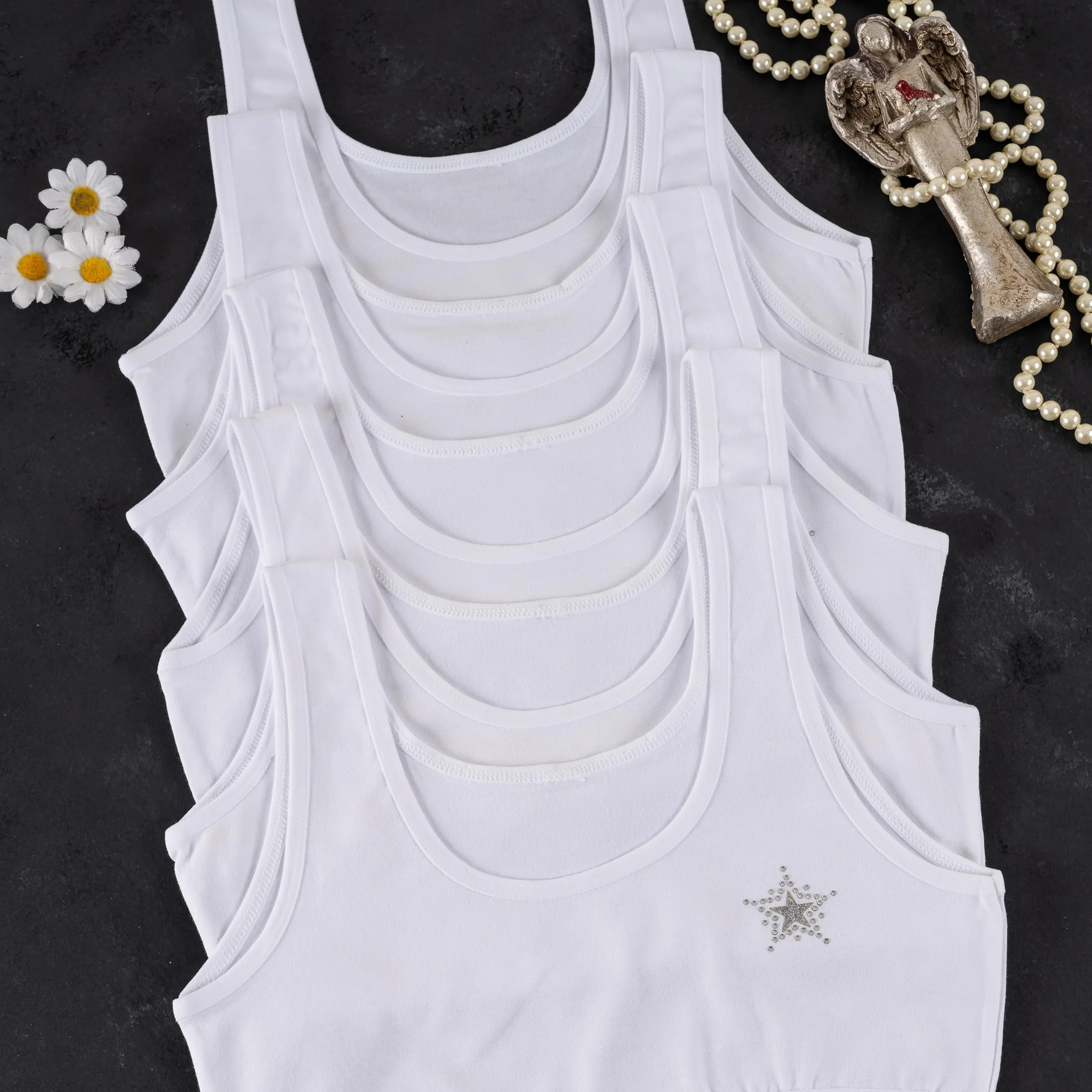 LOREZA Sujetador Bustier para Niñas Ropa Interior Piedras Preciosas Camiseta de Tirantes Algodón 10 a 15 años
