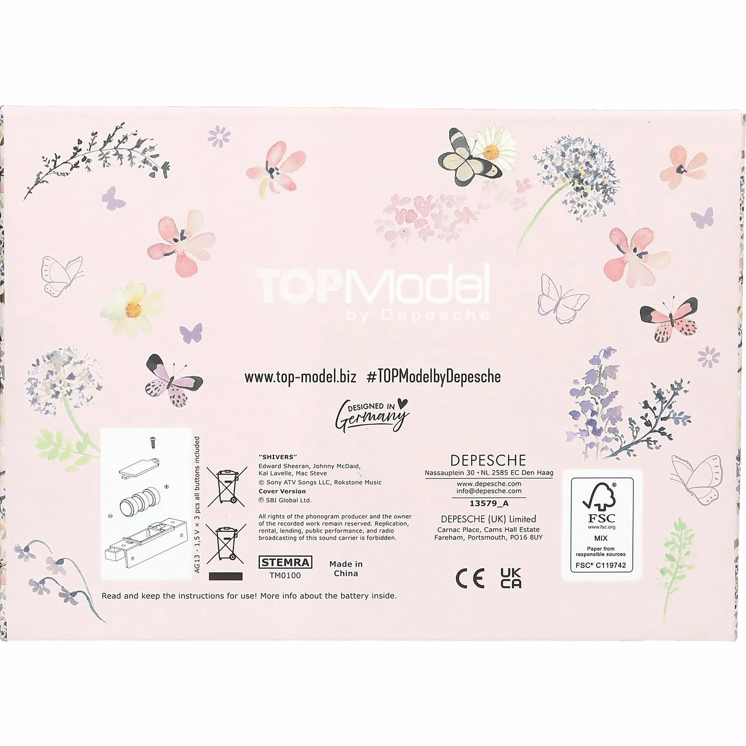 Depesche TOPModel Joyero Grande Rosa con Código Sonido Espejo