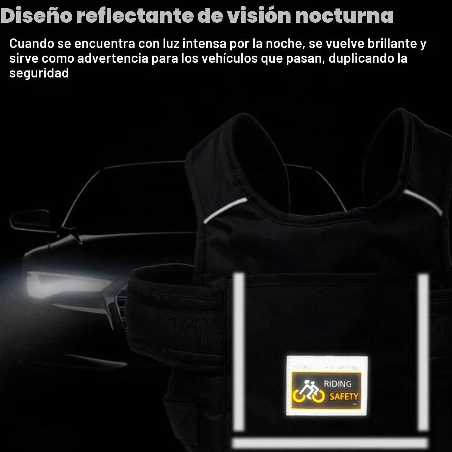 Cinturón de Moto con Bolsillo para Niños, Ajustable con Rayas Reflectantes Negro, Protección Anti-caída 1-12 Años