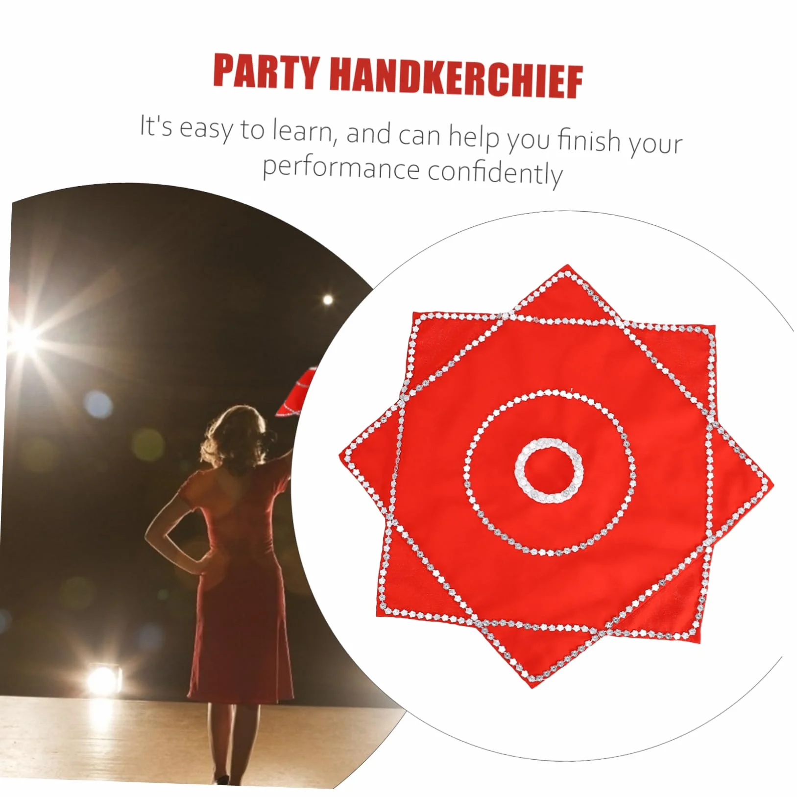Tomaibaby Pañuelo de Danza Toalla Octogonal Pañuelo Rojo Chino para Malabares Cuadrados Escenario Rendimiento Prop