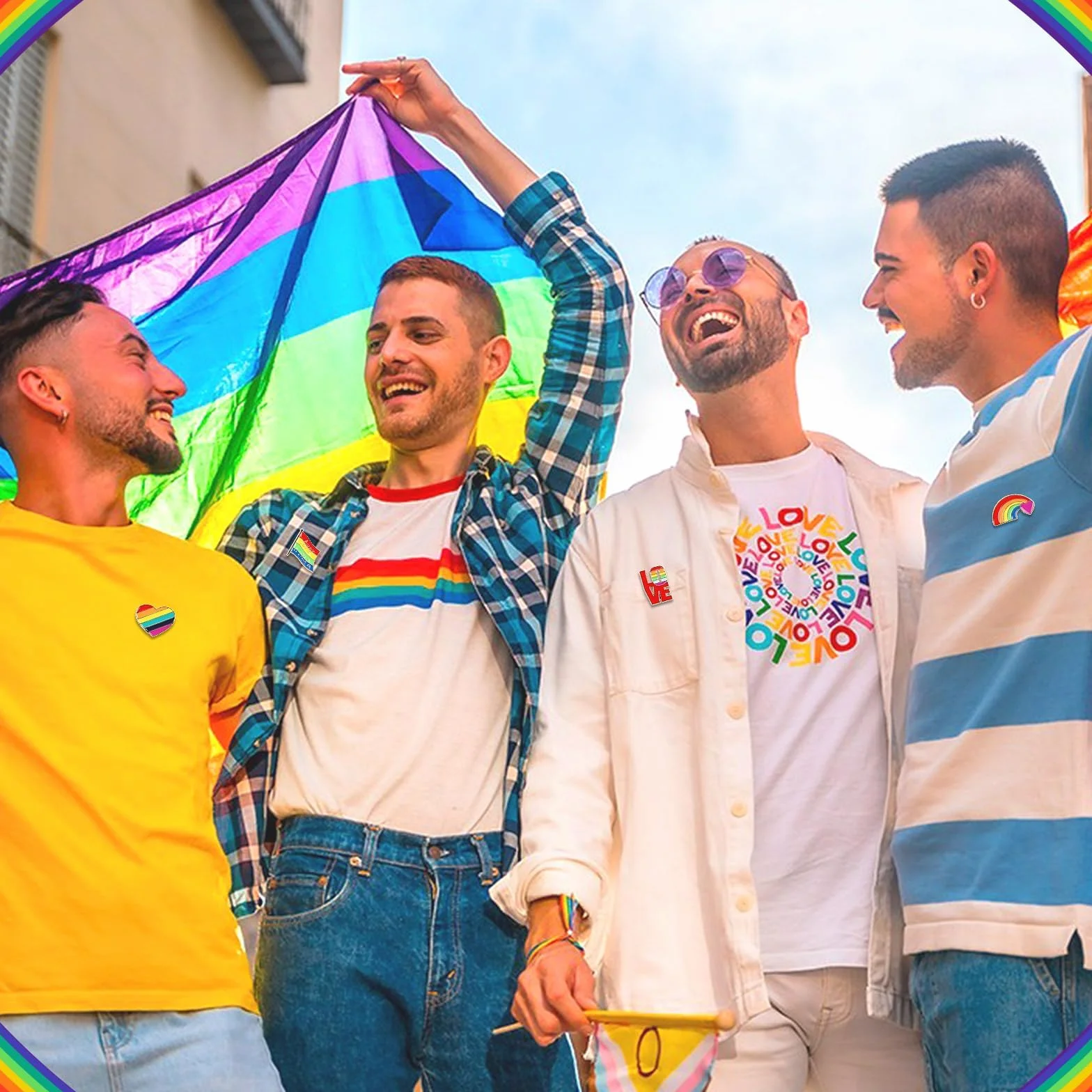 SANNIX 60 insignias esmaltadas LGBT diseño bandera corazón orgullo gay para ropa bolsos sombreros 20 estilos