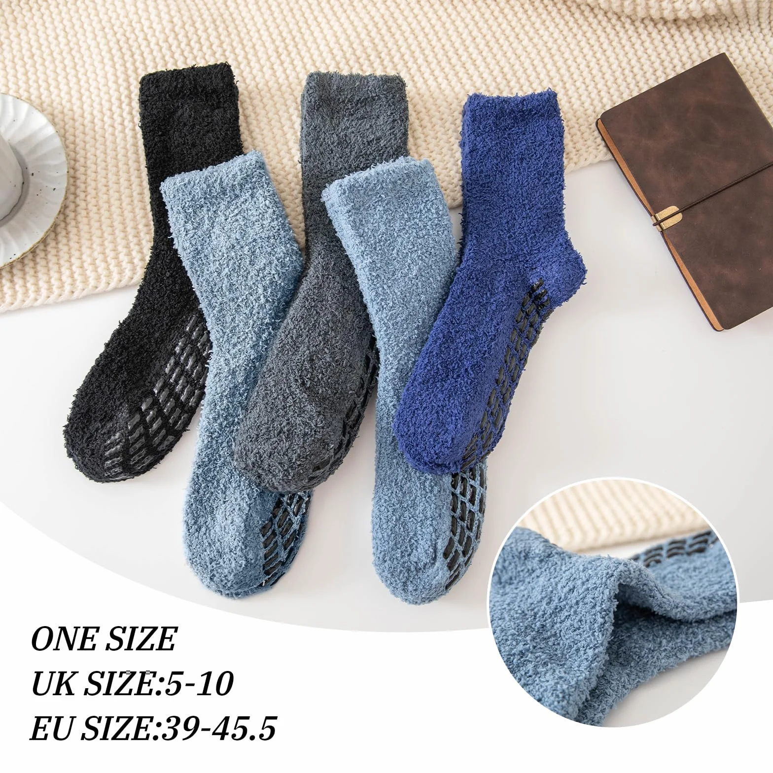 Flintronic Calcetines Invierno Antideslizantes Hombre Calcetines Térmicos Gordos