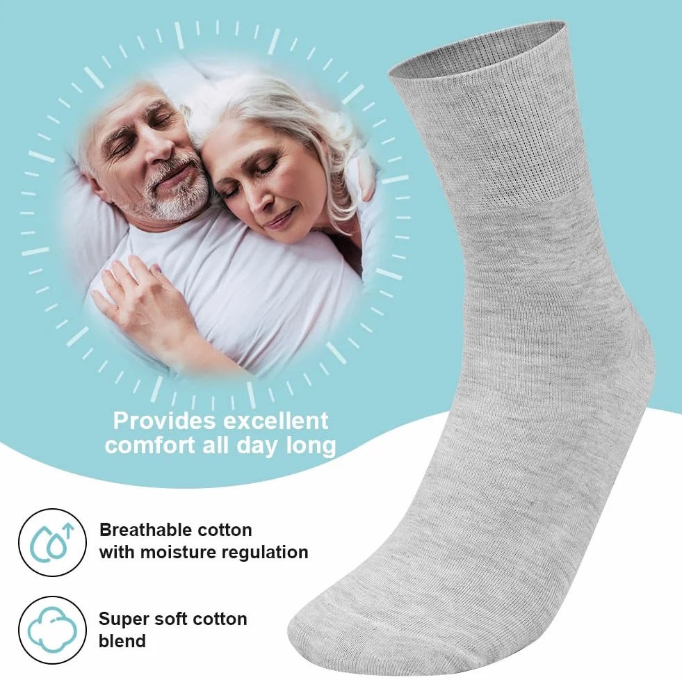 Aomig Calcetines Diabéticos Sin Costuras 6 Pares Algodón Verano