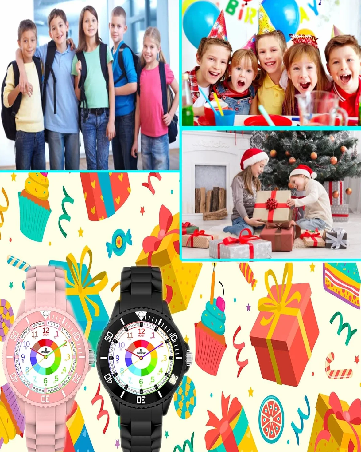 Reloj de Aprendizaje Infantil Niño Niña, Analógico Pulsera, Time Teacher, Cuarzo, Impermeable 3ATM