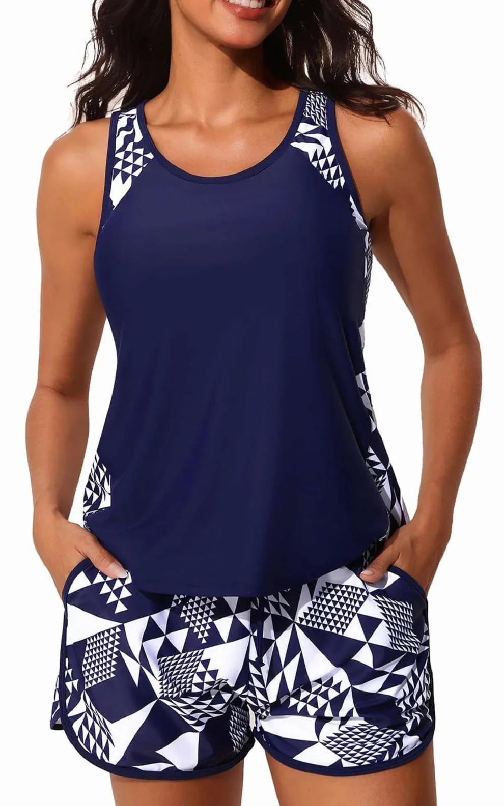 CheChury Tankini 2 Piezas Traje de Baño Reductor Vientre Plano Push Up con Shorts Mujer Tallas Grandes