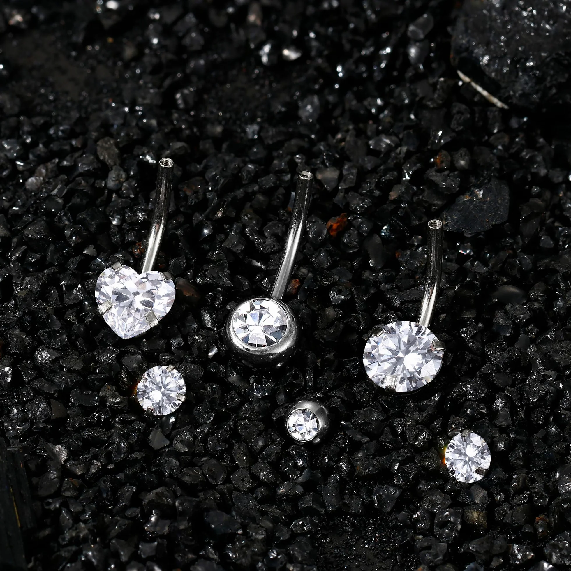 Piercing Ombligo 316L Acero Quirúrgico 14G CZ Anillos Barretta Banana Vientre Joyería para Mujeres Hombres 8-16mm