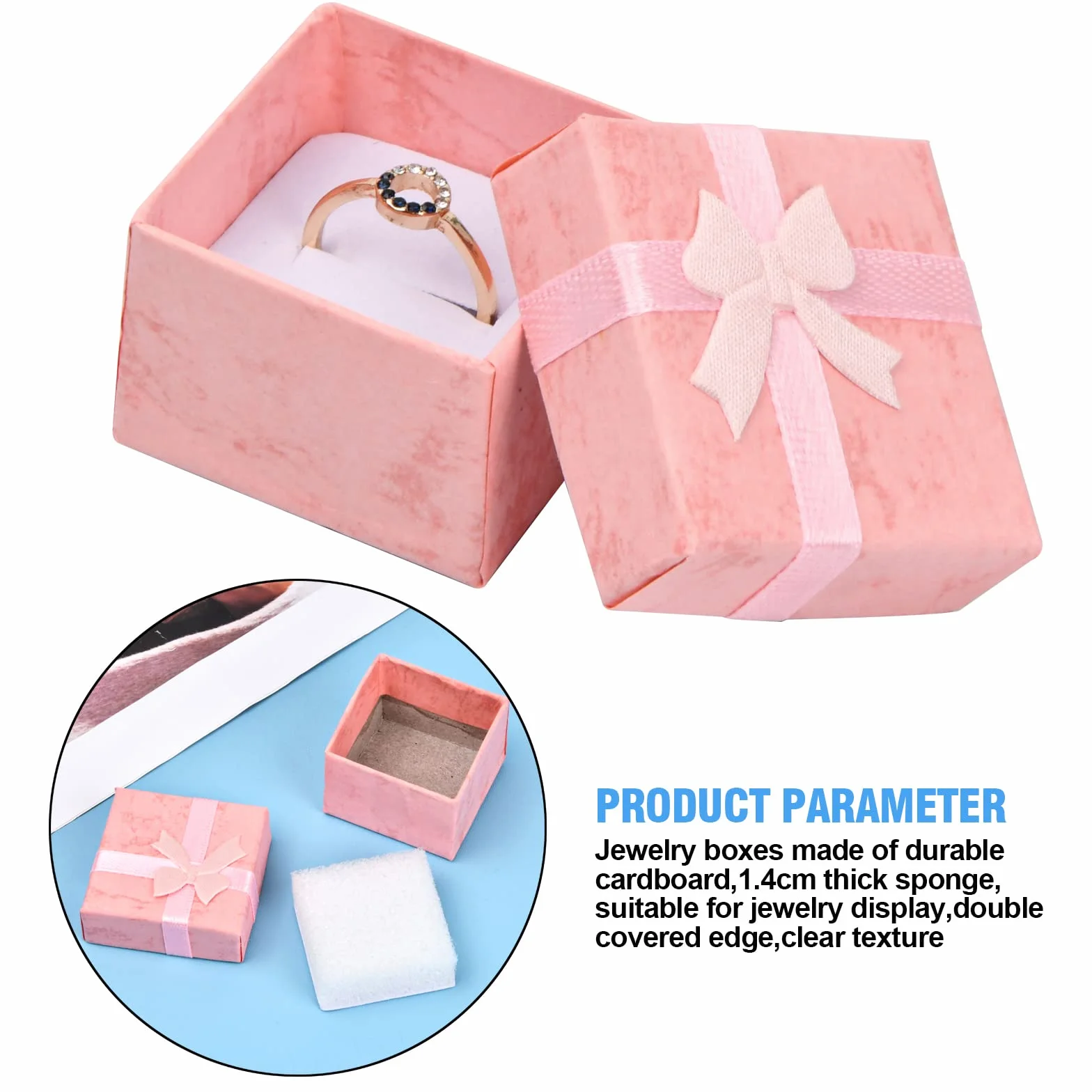 Caja de Regalo para Joyería 24 Piezas, Caja de Anillo, Cajas de Cartón Pequeñas 4x4x3cm Rosa