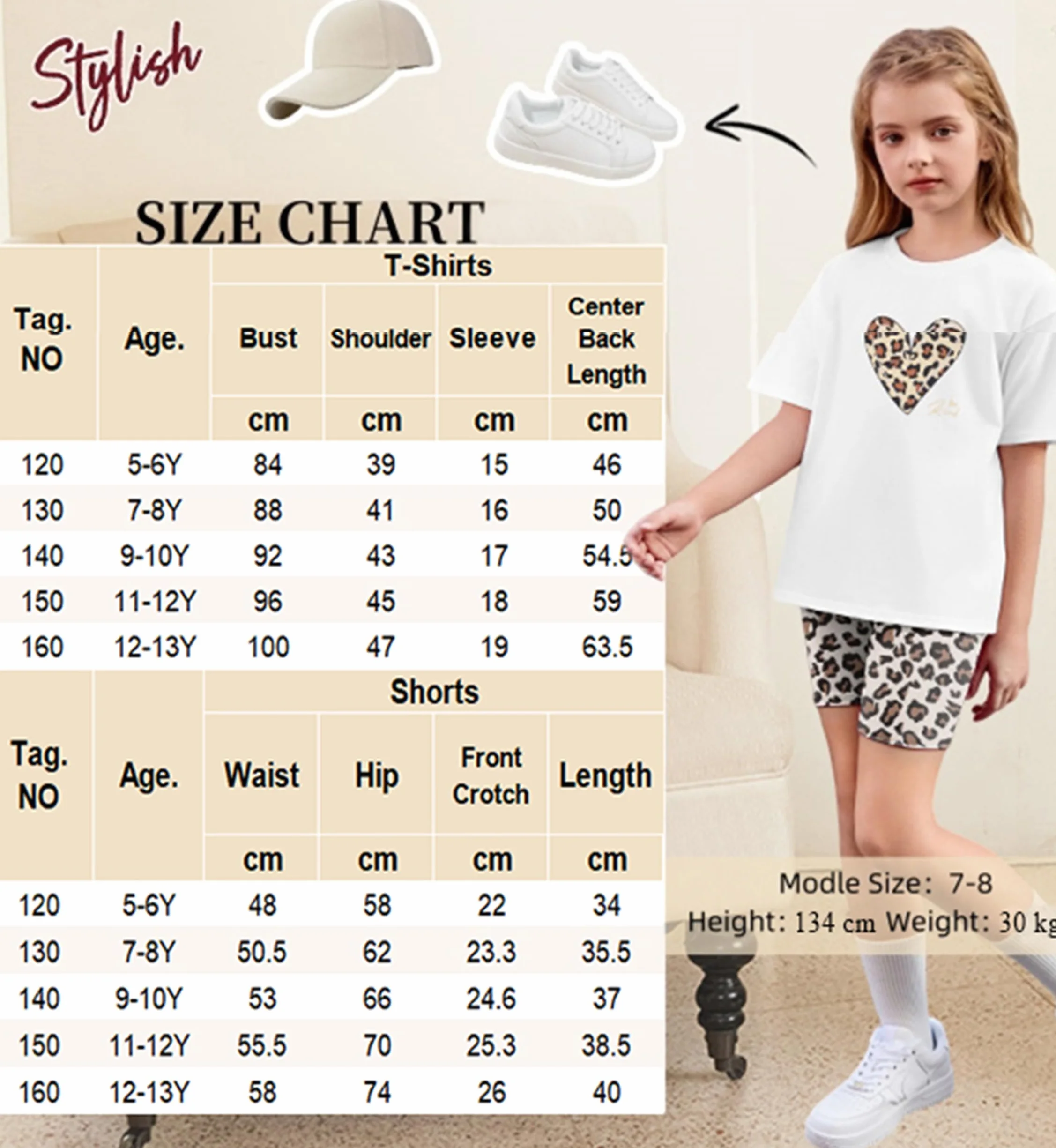 Arshiner Conjuntos de ropa para niña, camiseta con leggings cortos, juego de dos piezas, ropa de verano, ropa deportiva para niñas, ropa de moda para niños de 5 a 13 años