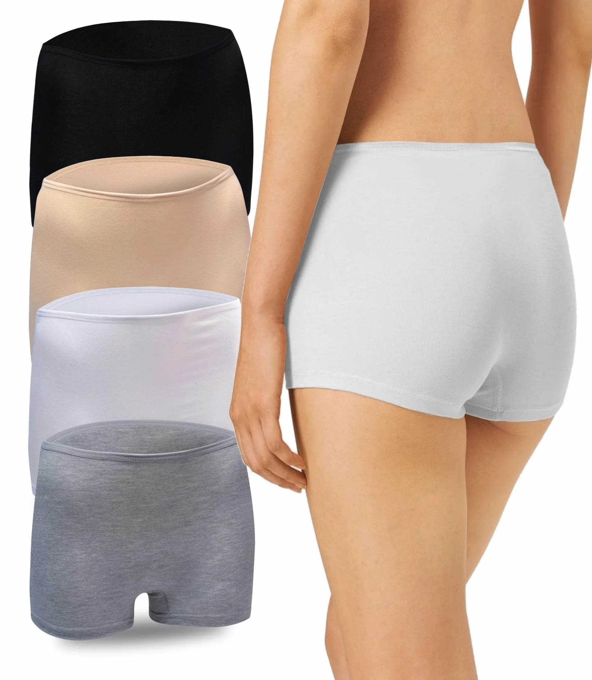 Calzoncillos bóxer de Seguridad algodón para Mujer Paquete de 4