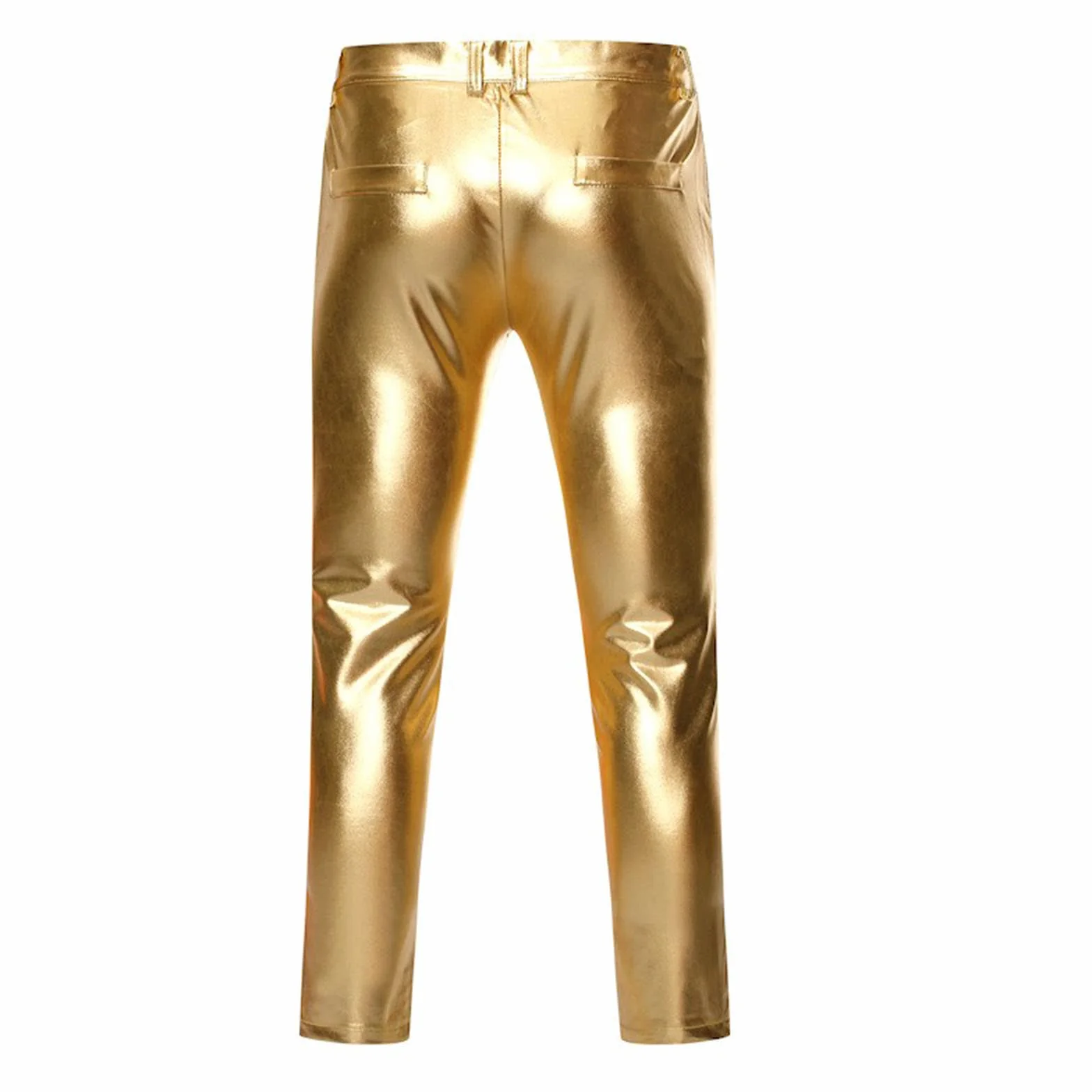 Pantalones de hombre metálicos brillantes lentejuelas pierna recta discoteca fiesta baile años 70 dorado actuación escénica disfraz