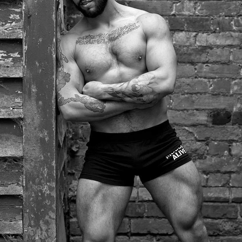 Muscle Alive Hombres Gimnasio Culturismo Pantalones Cortos Algodón