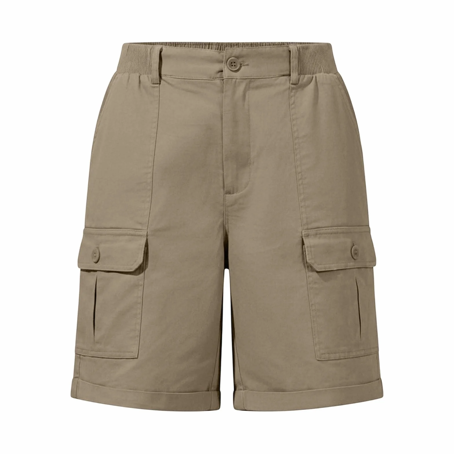 Pantalones Cortos Cargo para Mujer Bermuda Casual Verano Bolsillos Botones Pierna Ancha Cintura Alta Secado Rápido