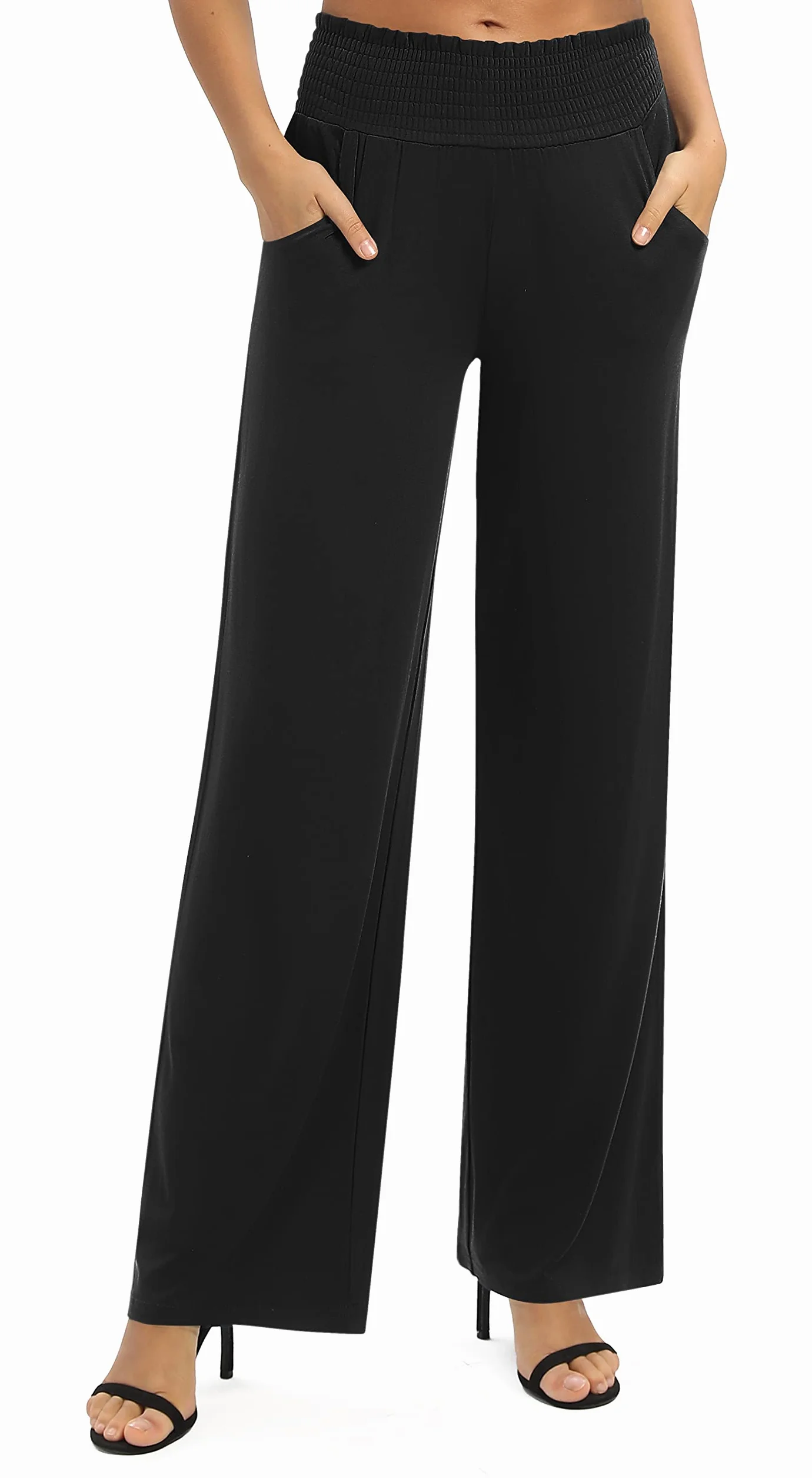 Pantalones Palazzo Pierna Ancha Elástico Cintura Yoga Mujer
