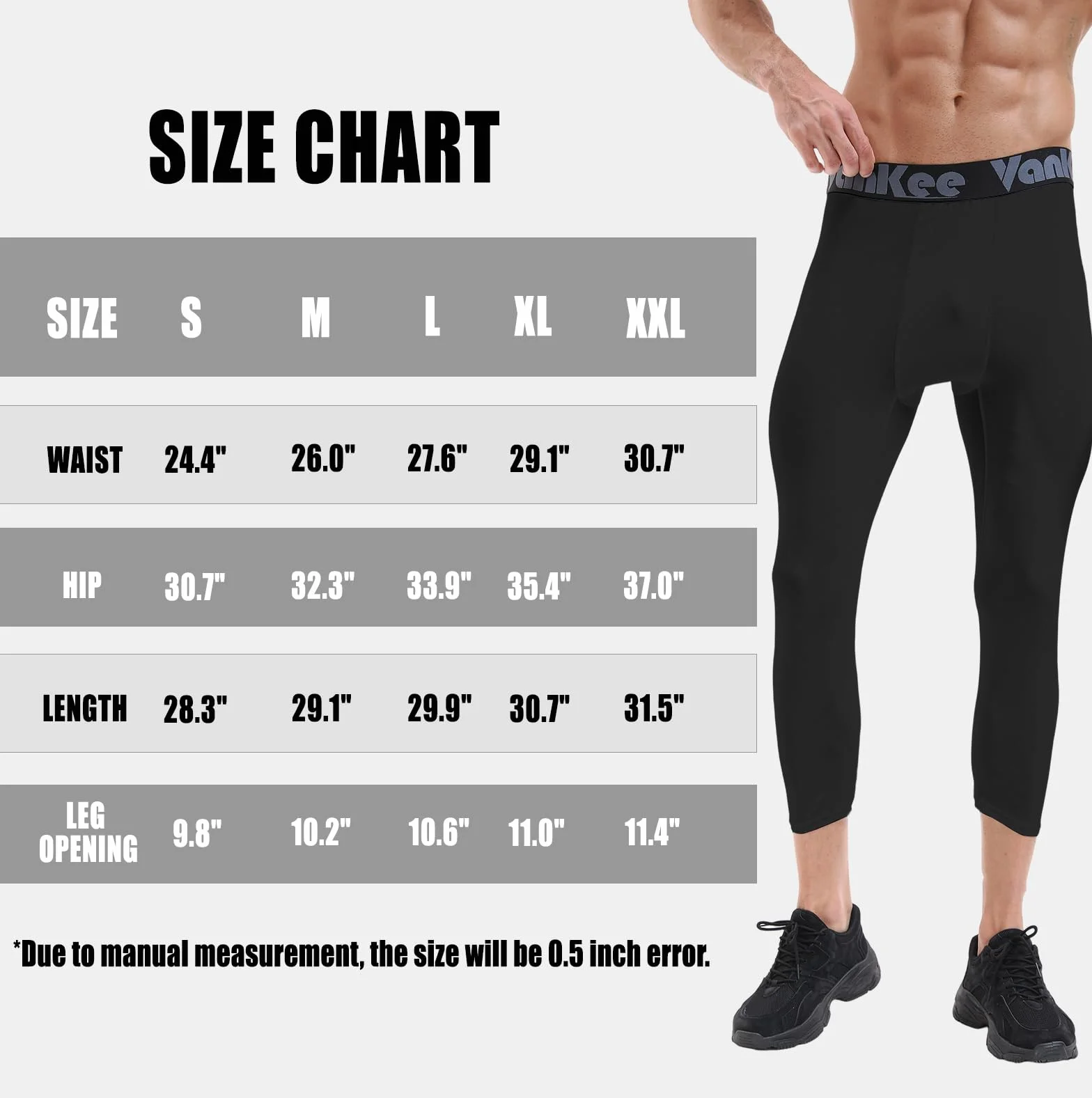 Pantalones de Hombre Compresión 3/4 Malla Transpirable Secado Rápido para Basketball Gym Fútbol