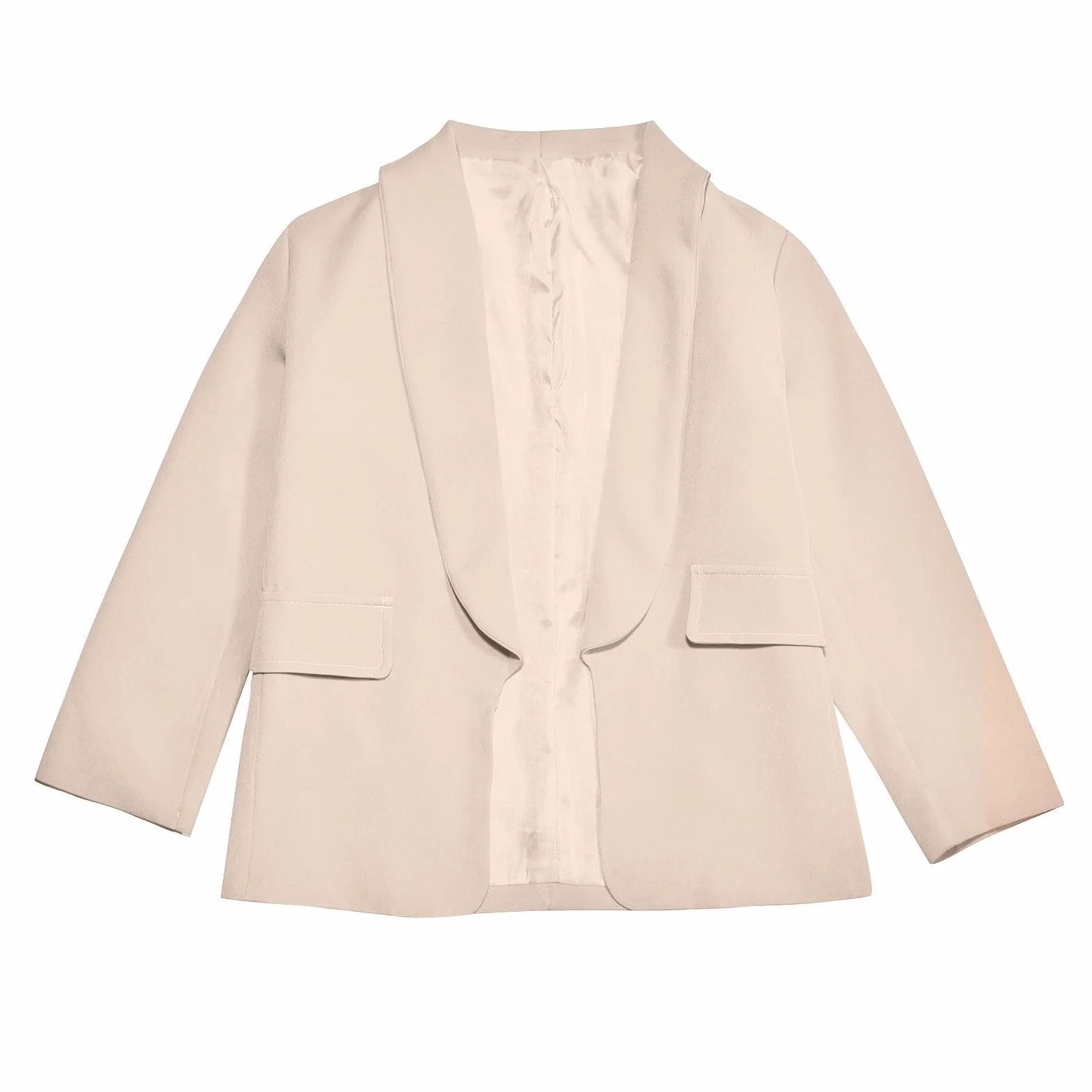 Chaqueta de traje para niña manga larga cuello solapa doble bolsillo lateral color liso moda abierta