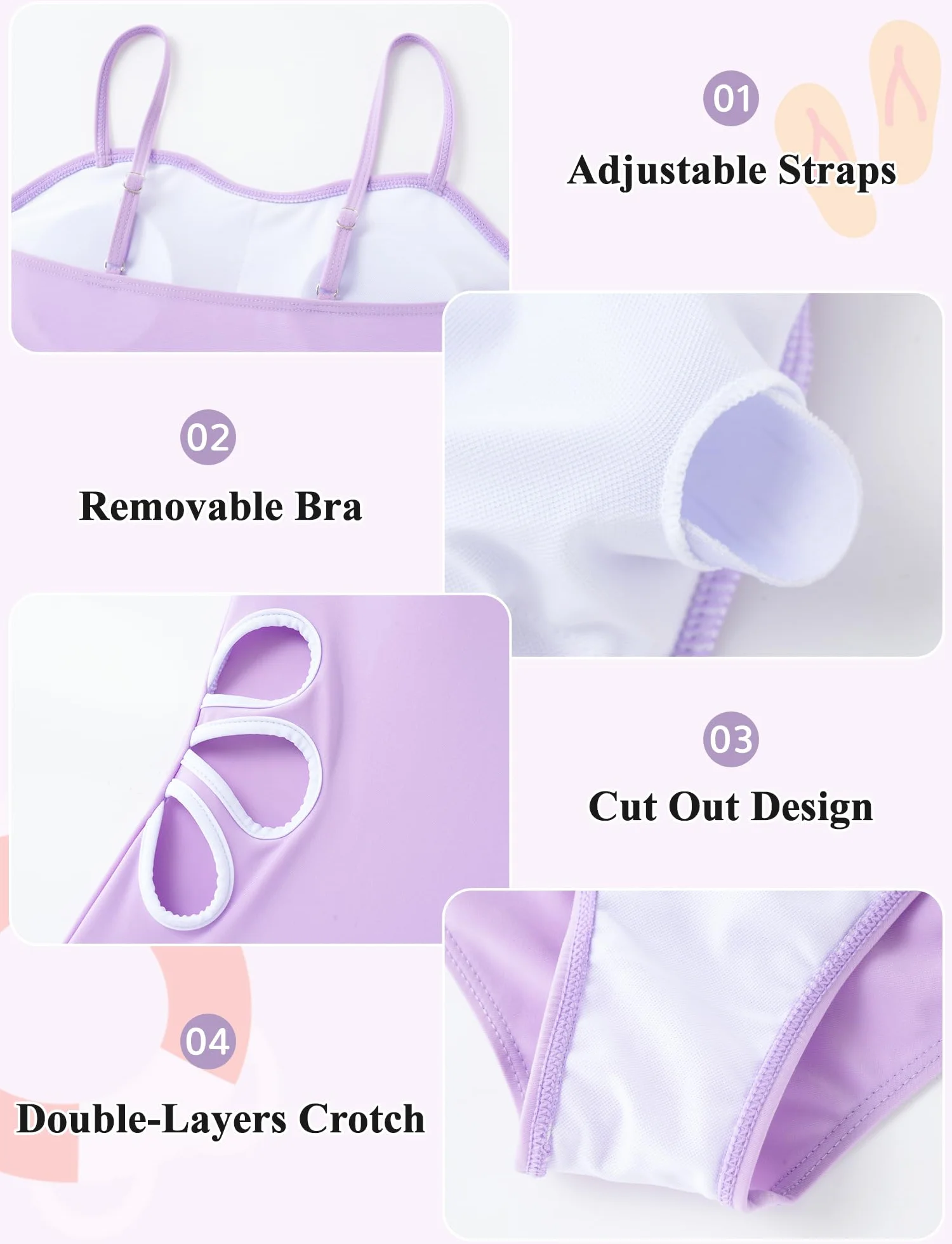 Happy Cherry Traje de baño de una pieza para niñas con corte de verano y falda para cubrir