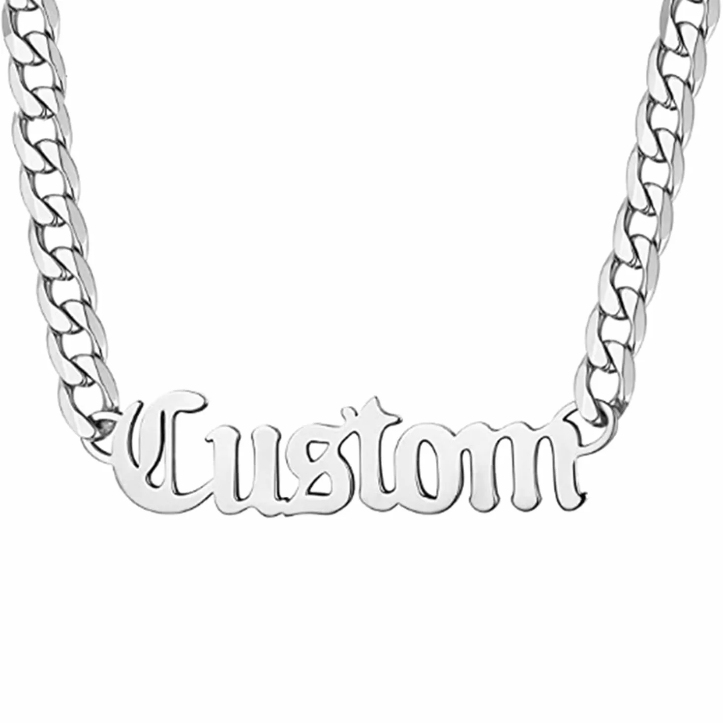 Collar Personalizado Cadena Cubana Acero Inoxidable Nombre Grabado Regalo