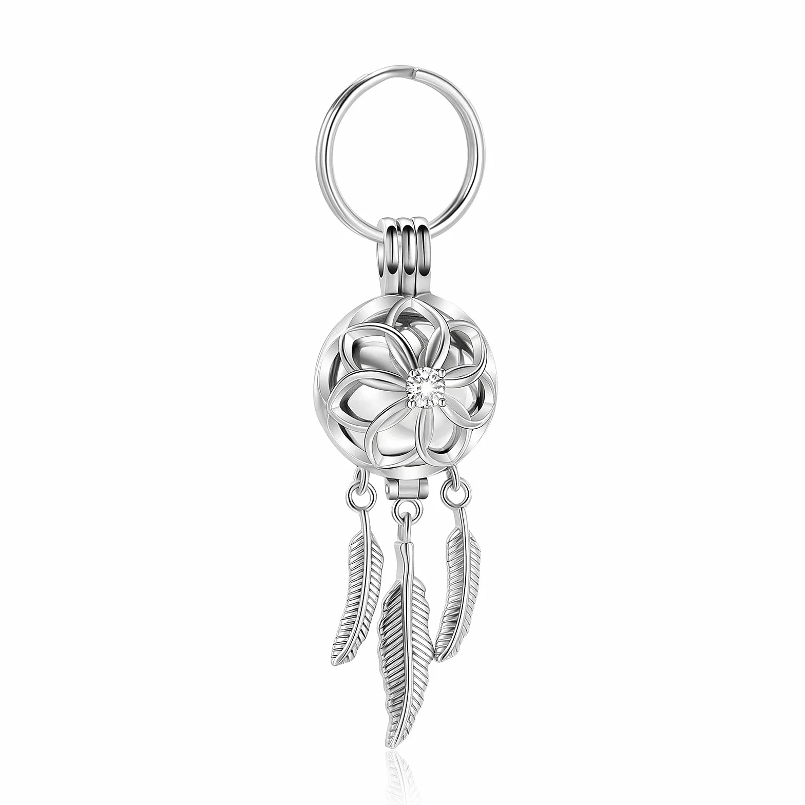Llavero de urna de atrapasueños para cenizas de acero inoxidable, colgante de joyería de cremación