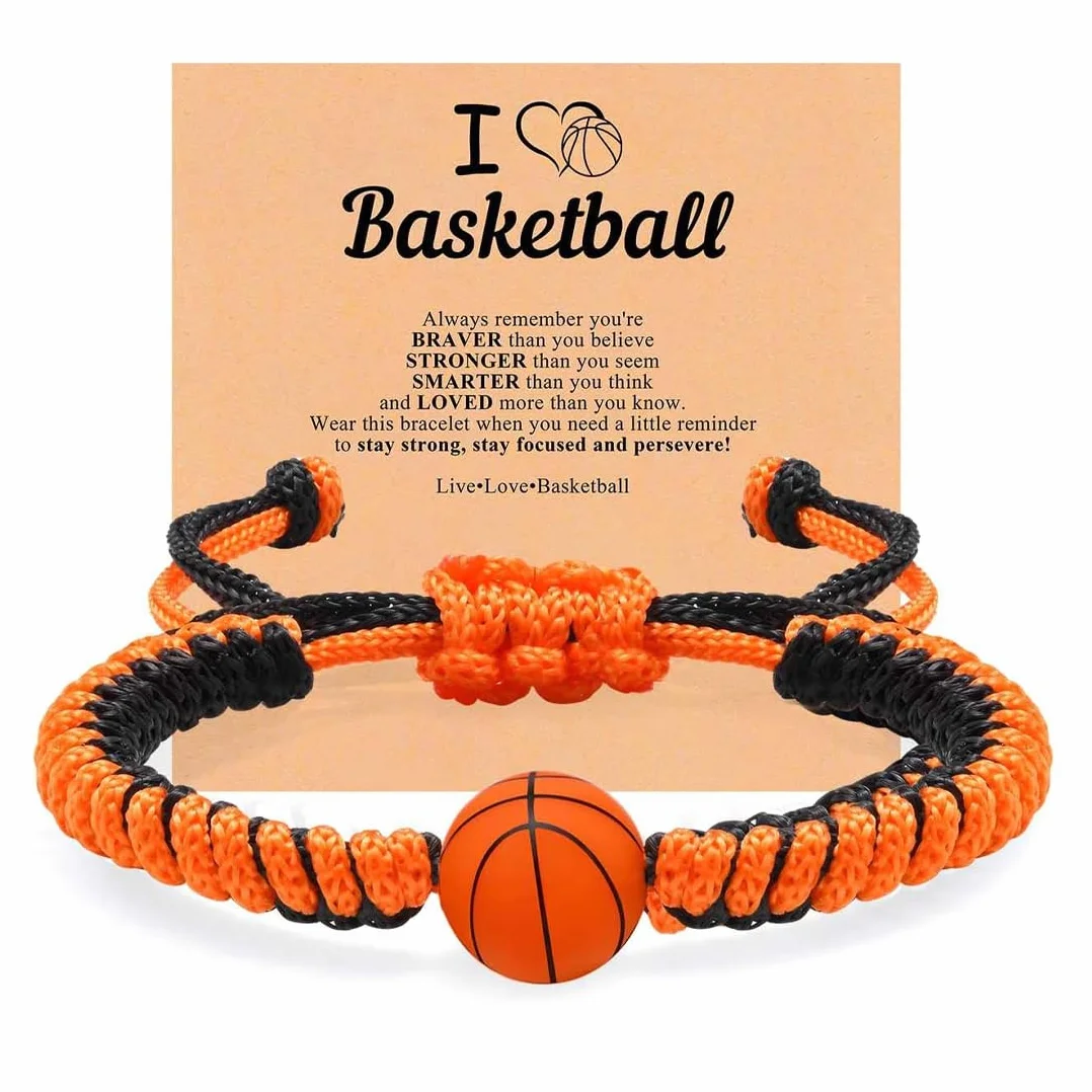 Cuerda negra y naranja pulsera trenzada baloncesto regalos Pascua niños 5-12 años