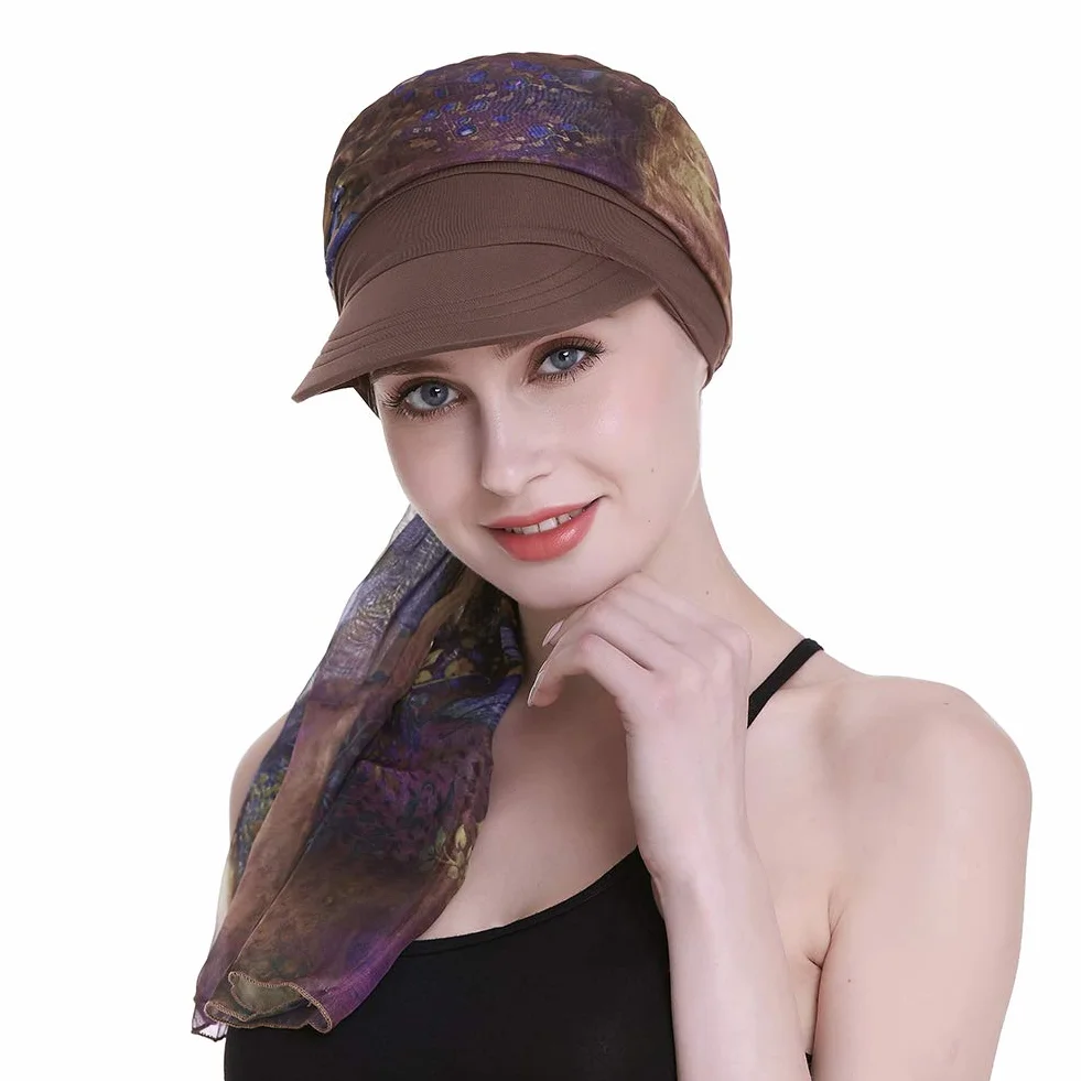 Gorra con pañuelo para quimioterapia para mujer Newsboy