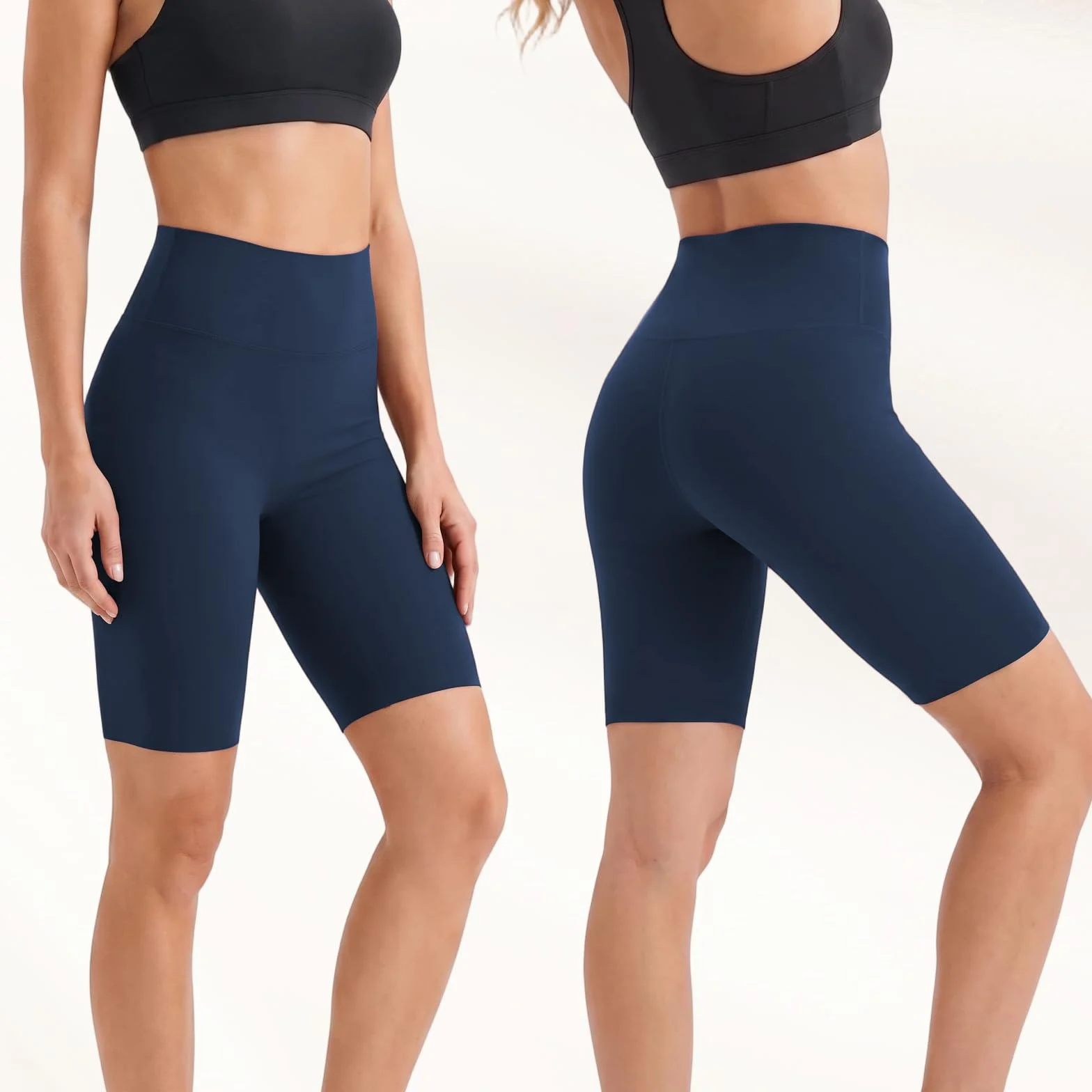 HYCOPROT Pantalones Cortos Deportivos Mujer Cintura Alta Push Up Elevador Glúteos Sin Costura Transpirable Secado Rápido Shorts Leggings de Compresión Yoga