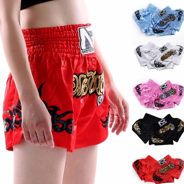 Pantalones cortos de entrenamiento de lucha unisex para MMA Muay Thai (M rosa)