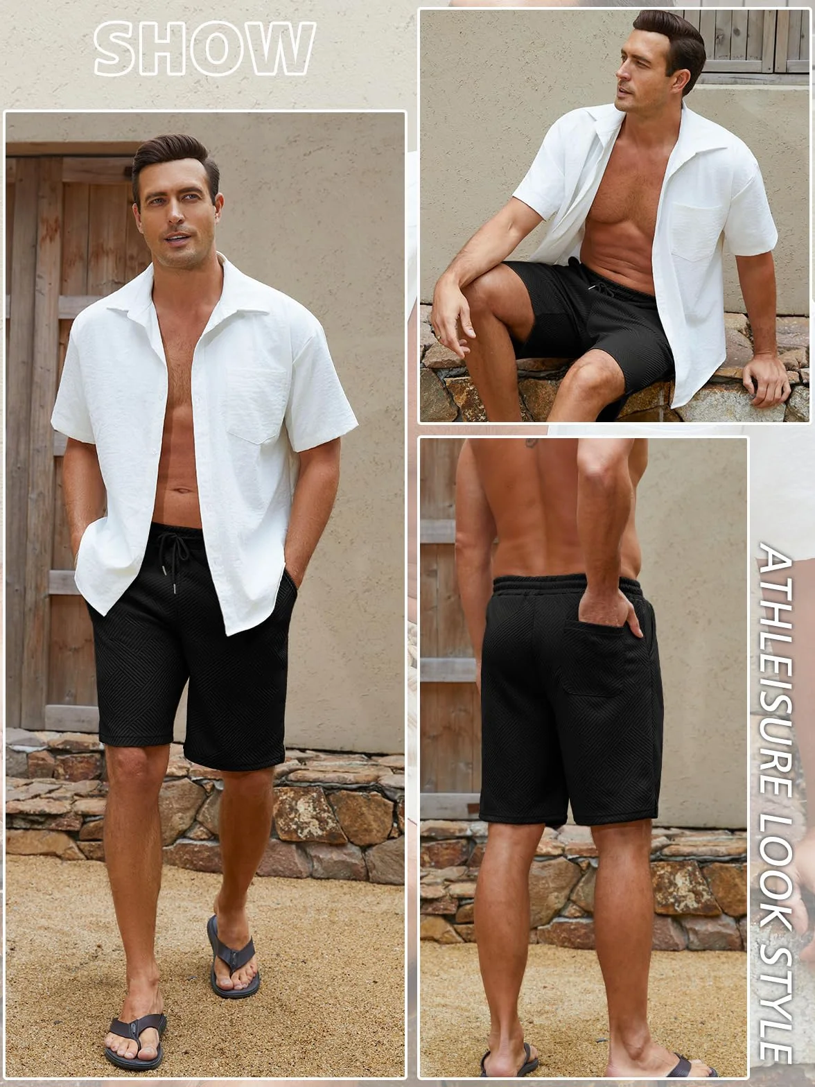 Pantalones Cortos Hombre Verano Bermudas Ligero Transpirable Bolsillos