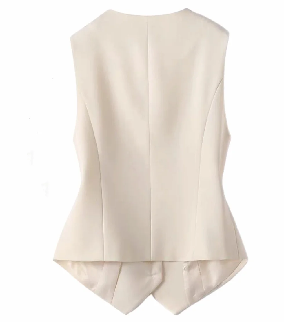 Chaleco De Traje para Mujer Ajustado con Cuello en V Esmoquin Elegante Vintage