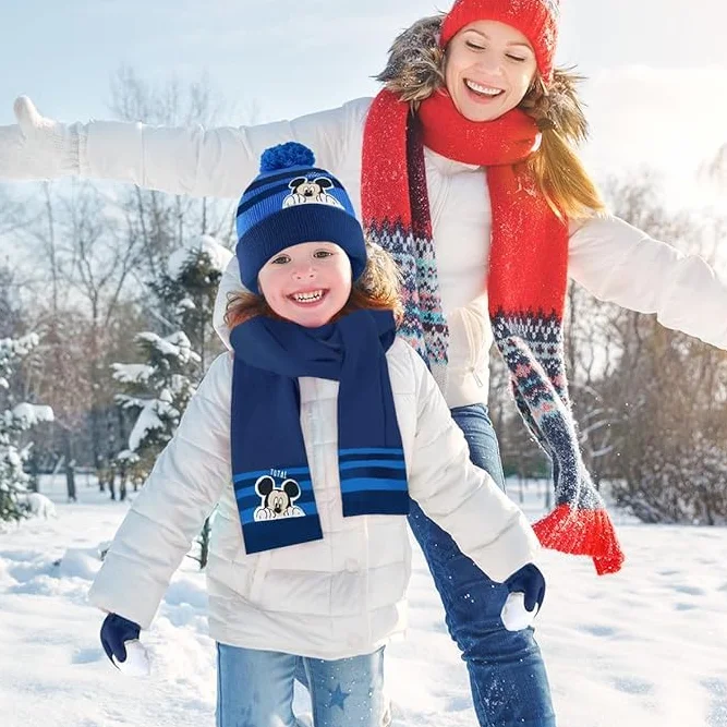 Set Guantes Niña Gorro Invierno Niño Bufanda Tejido de Punto