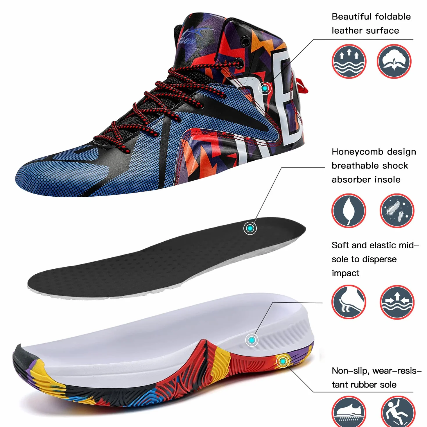 Zapatillas de baloncesto para niños niñas cómodas camuflaje 34 EU
