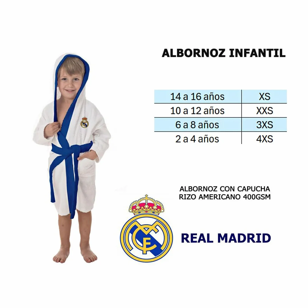 Albornoz del Real Madrid para Adultos y Niños, Regalo para Aficionados