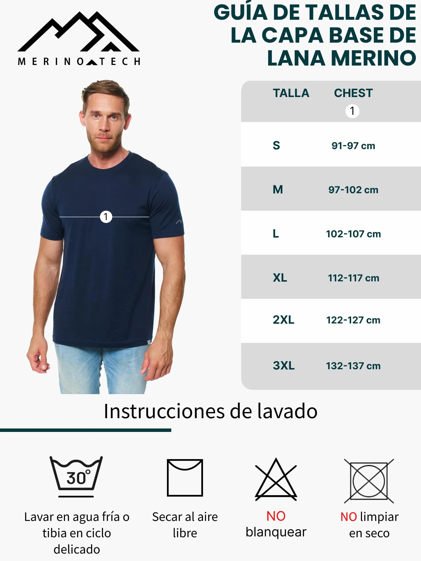 Camiseta Lana Merino Hombre 100% con Calcetines Merino.tech