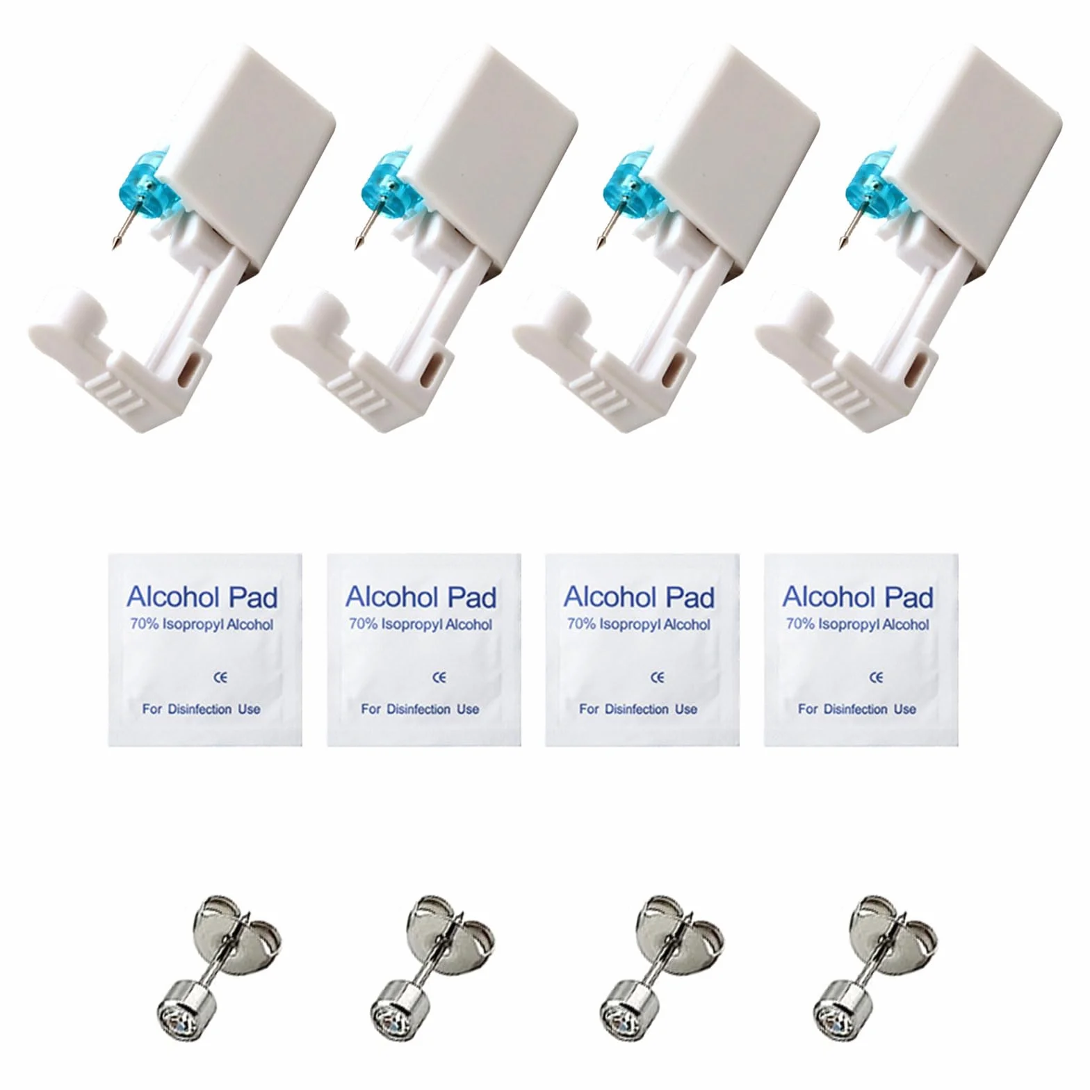 Pistola para Perforar Oreja Kit Desechables 4 Piezas
