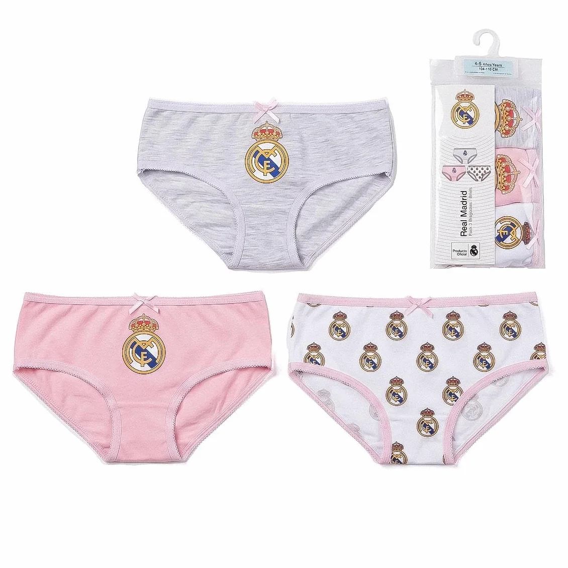 Real Madrid Calzoncillos Braguitas Niños Pack Ropa Interior Suaves Transpirables