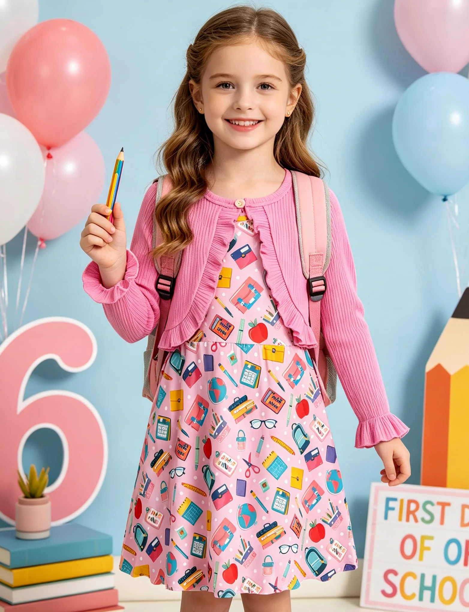 Vestidos sin mangas para niña pequeña y cárdigan de manga larga con volantes, trajes de otoño de 2 piezas para 2-8T